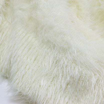 × PUBLUX 24秋冬 フェザー シャギーニット カーディガン / ニット 長袖 Vネック ワイド メタルボタン