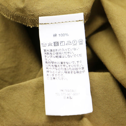 天日干し コットン タック ワンピース / シャツ 長袖 スタンドカラー ドルマンスリーブ ロング丈 Aライン