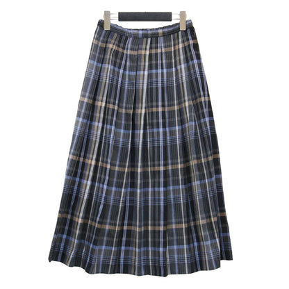23秋冬 カラーチェック プリーツ スカート / ロング丈 フレア