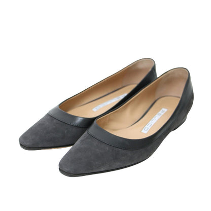 22秋冬 セミ スクエアトゥ フラット シューズ / VENERE プレーン パンプス ローヒール スウェード レザー パイピング