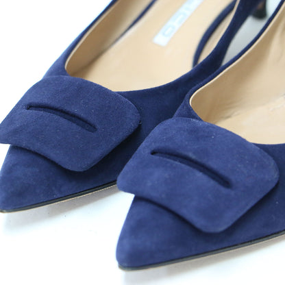 バックル スウェード パンプス / AELLI FIBBIA ポインテッドトゥ ローヒール