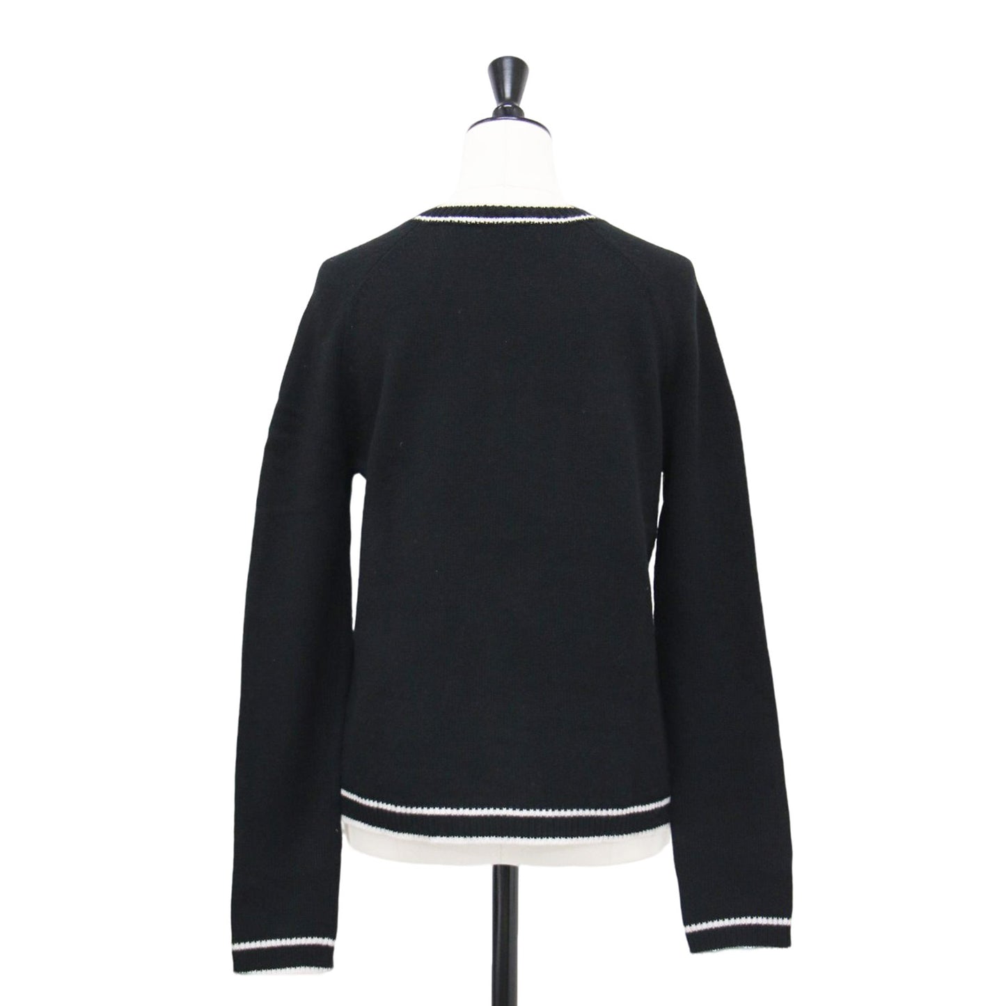 23秋冬 カシミヤ ウール ニット カーディガン / ESTATE 長袖 クルーネック バイカラー 比翼ボタン
