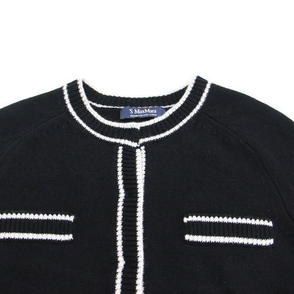 23秋冬 カシミヤ ウール ニット カーディガン / ESTATE 長袖 クルーネック バイカラー 比翼ボタン
