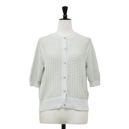 24春夏 アイレット 半袖 カーディガン / Suffork Cecile クルーネック 5分袖 メッシュ ウォッシャブル