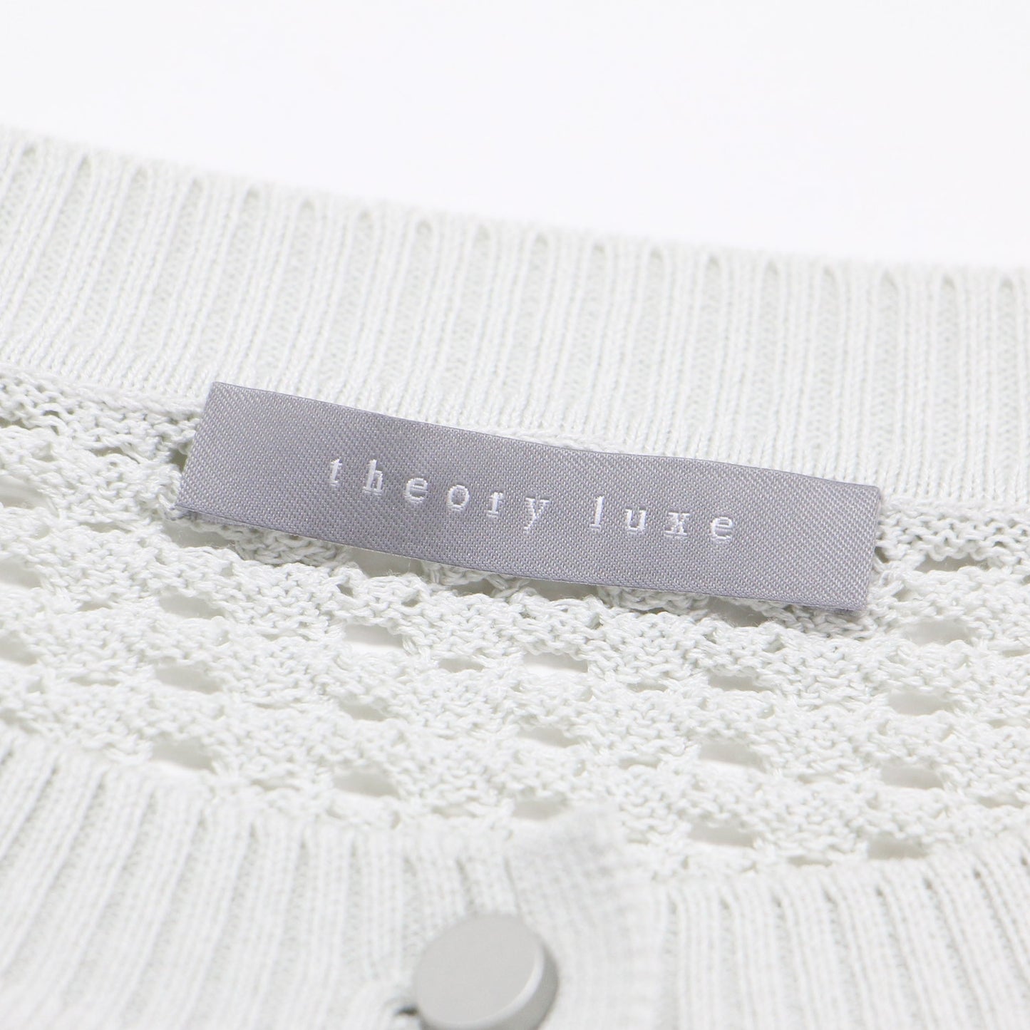 24春夏 アイレット 半袖 カーディガン / Suffork Cecile クルーネック 5分袖 メッシュ ウォッシャブル