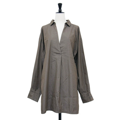 × AP STUDIO 別注 スキッパー ワイドシャツ / ブラウス 長袖 チュニック丈 スリット コットン