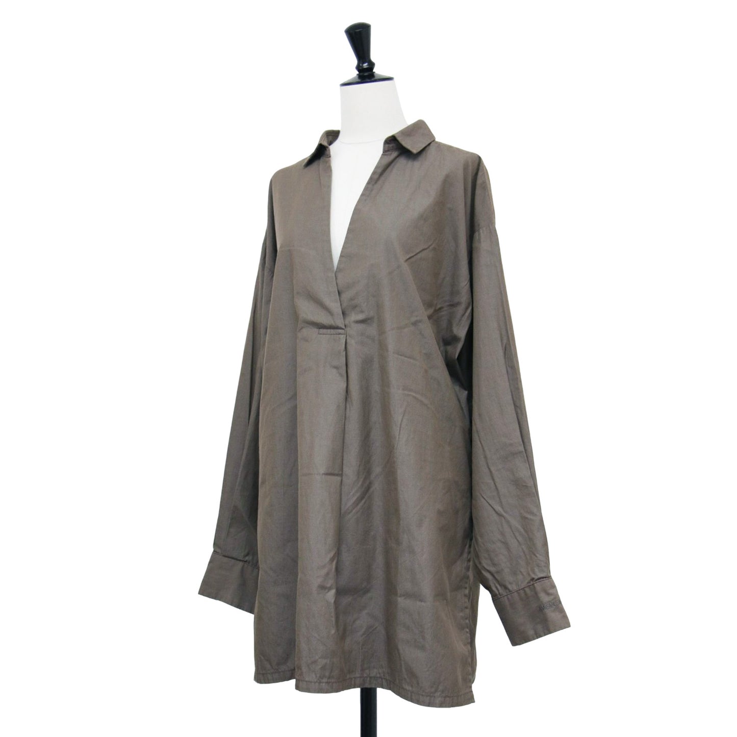 × AP STUDIO 別注 スキッパー ワイドシャツ / ブラウス 長袖 チュニック丈 スリット コットン