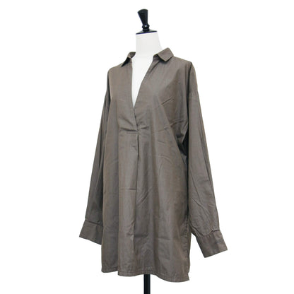 × AP STUDIO 別注 スキッパー ワイドシャツ / ブラウス 長袖 チュニック丈 スリット コットン