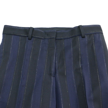 ストライプ スラックス パンツ / クロップド丈 センタープレス テーパード ストレッチ