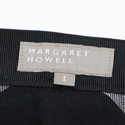 ラージチェック ウール ブレンド プリーツ スカート / LARGE CHECK WOOL BLEND ミディ丈 斜子織 フレア リネン