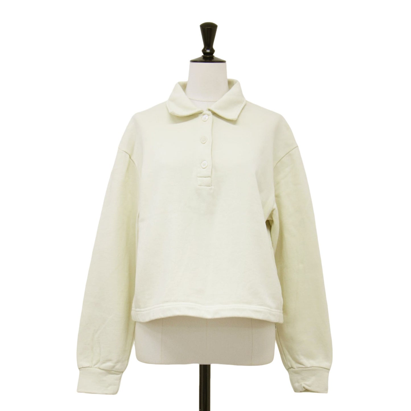 24秋冬 コットン 裏毛 ショート ポロ スウェット プルオーバー / 長袖 クロップド丈