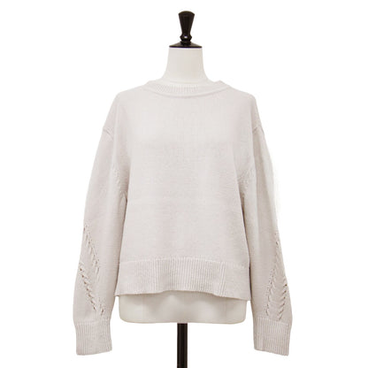 25春夏 クルーネック コンパクト ニット / BROOME/ SYNO 長袖 ショート丈 アイレットステッチ