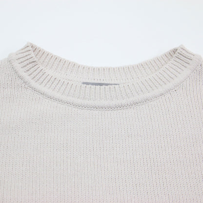 25春夏 クルーネック コンパクト ニット / BROOME/ SYNO 長袖 ショート丈 アイレットステッチ