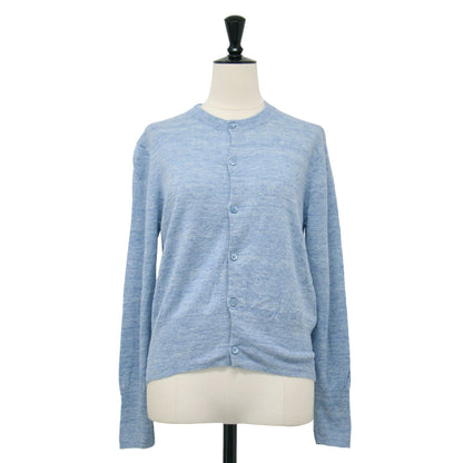 22春夏 プレーン リネン クルーネック カーディガン / ニット 長袖 コンパクトシルエット ネップ加工