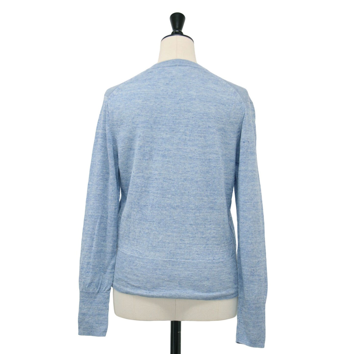 22春夏 プレーン リネン クルーネック カーディガン / ニット 長袖 コンパクトシルエット ネップ加工