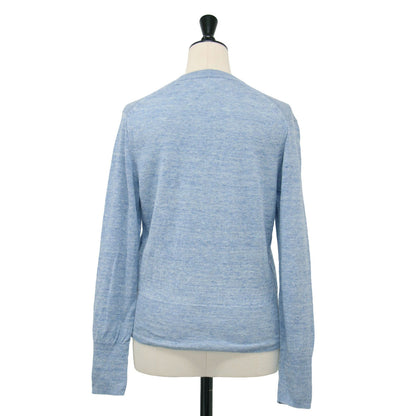 22春夏 プレーン リネン クルーネック カーディガン / ニット 長袖 コンパクトシルエット ネップ加工