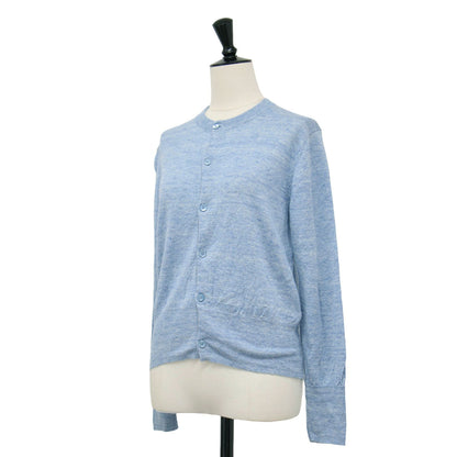 22春夏 プレーン リネン クルーネック カーディガン / ニット 長袖 コンパクトシルエット ネップ加工