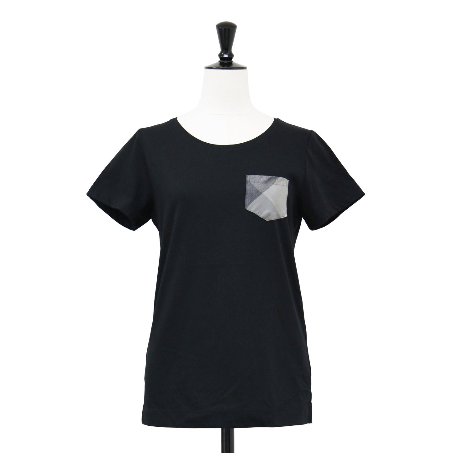 ポケット Tシャツ / カットソー クルーネック 半袖 ショートスリーブ コンパクト チェック ストレッチ コットン ウォッシャブル