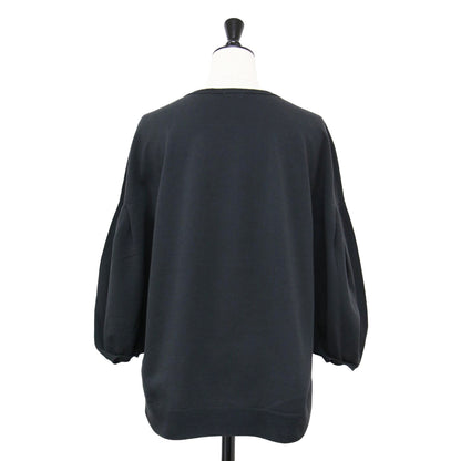 コットン ストレッチ タック パフスリーブ プルオーバー / ニット 5分袖 ボリュームスリーブ