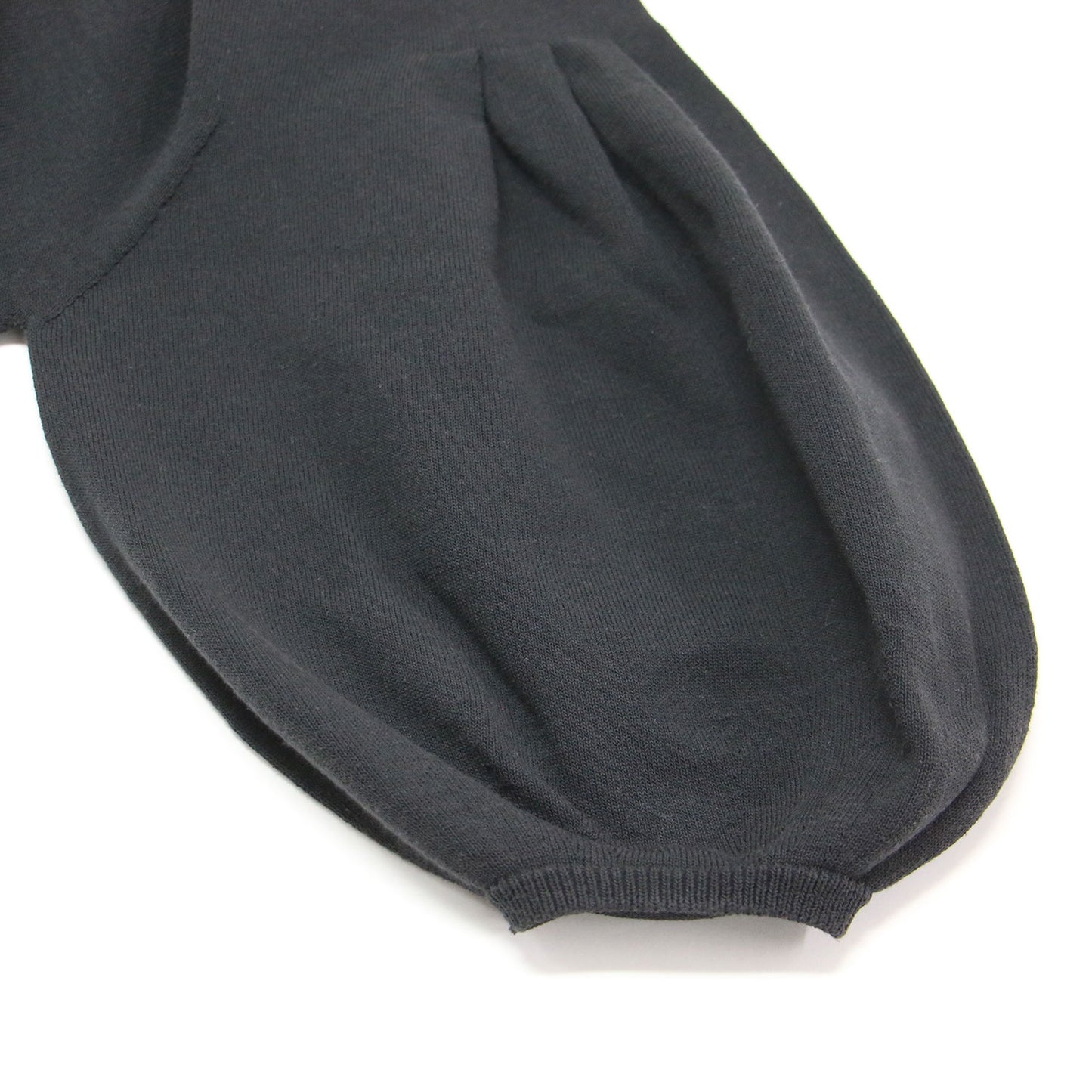 コットン ストレッチ タック パフスリーブ プルオーバー / ニット 5分袖 ボリュームスリーブ