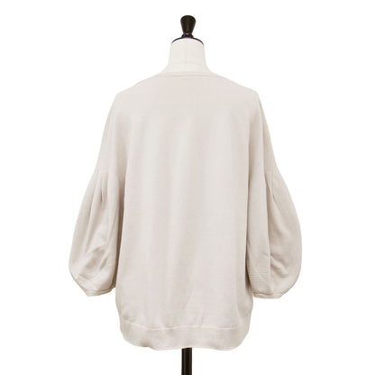 コットン ストレッチ タック パフスリーブ プルオーバー / ニット 5分袖 ボリュームスリーブ