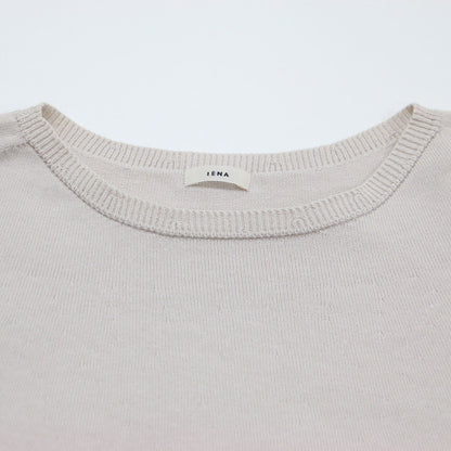 コットン ストレッチ タック パフスリーブ プルオーバー / ニット 5分袖 ボリュームスリーブ