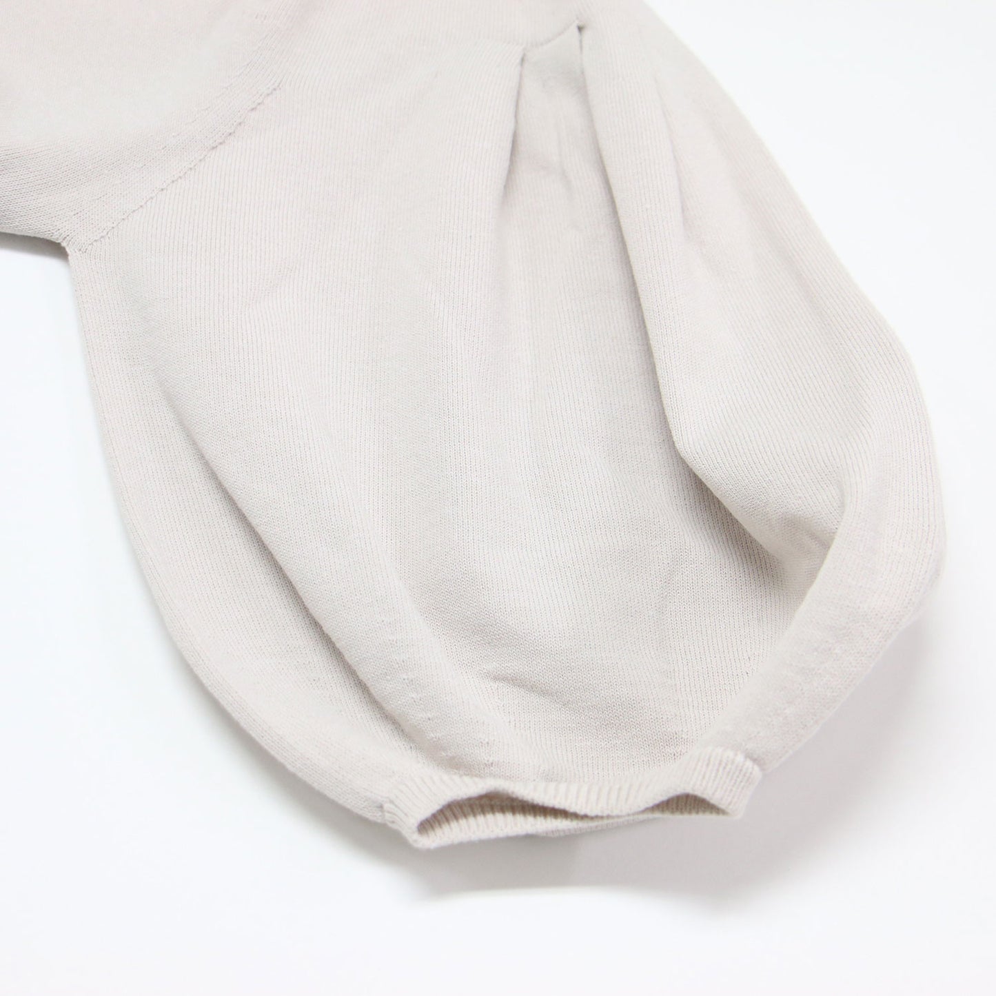 コットン ストレッチ タック パフスリーブ プルオーバー / ニット 5分袖 ボリュームスリーブ