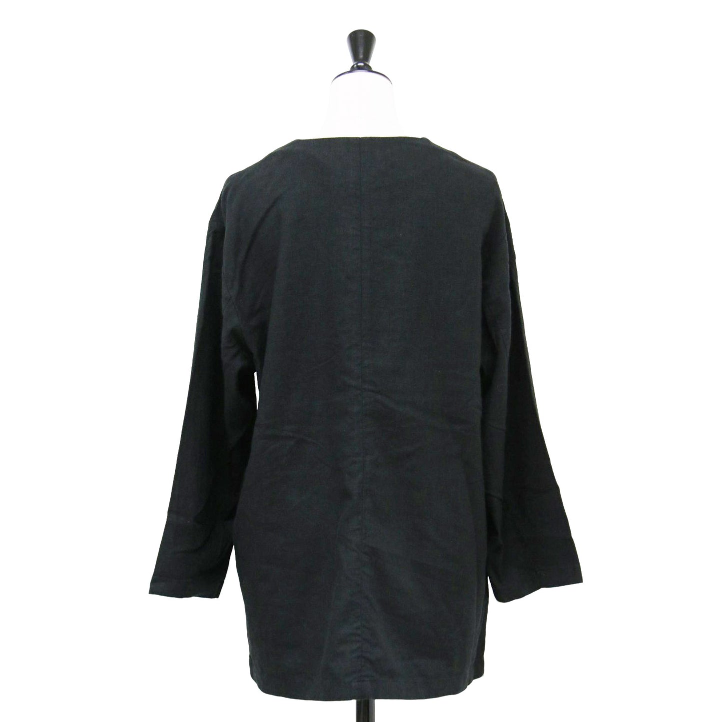 24春夏 リネンミックス ノーカラー ジャケット / 7分袖 Vネック