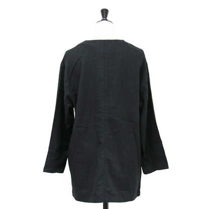 24春夏 リネンミックス ノーカラー ジャケット / 7分袖 Vネック