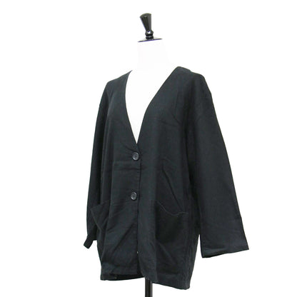 24春夏 リネンミックス ノーカラー ジャケット / 7分袖 Vネック