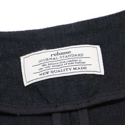 24春夏 リネンミックス ノーカラー ジャケット / 7分袖 Vネック