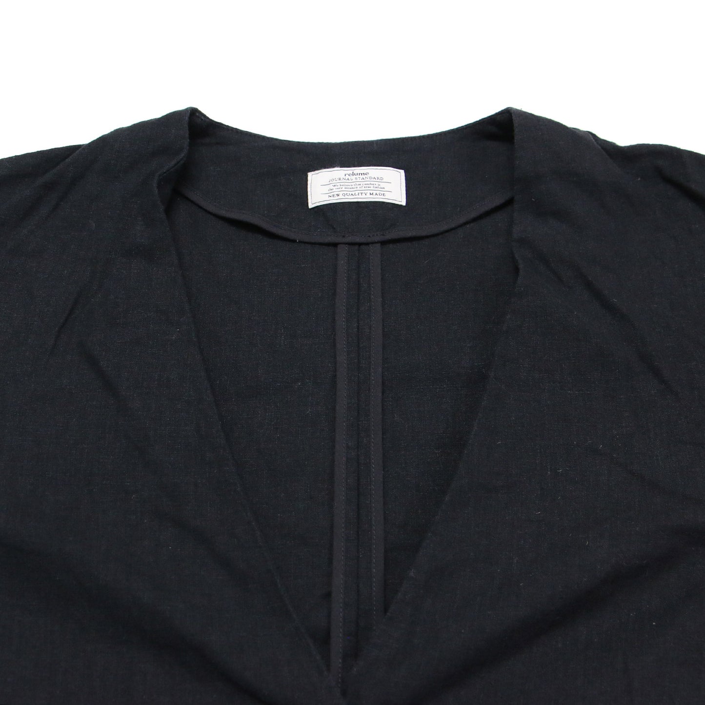 24春夏 リネンミックス ノーカラー ジャケット / 7分袖 Vネック