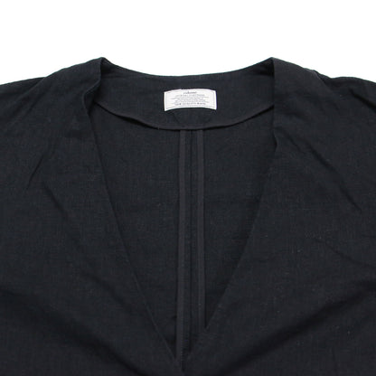 24春夏 リネンミックス ノーカラー ジャケット / 7分袖 Vネック