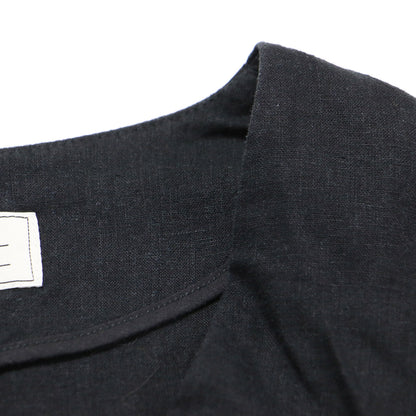 24春夏 リネンミックス ノーカラー ジャケット / 7分袖 Vネック