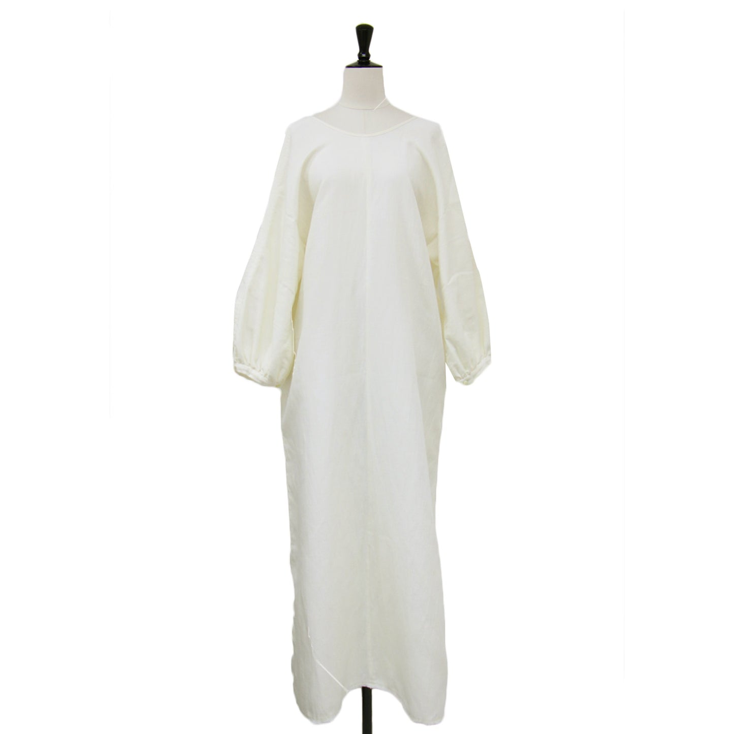 ギャザースリーブレス ドレス / GATHER SLEEVE DRESS ワンピース ロング Vネック 長袖 コットン リネン
