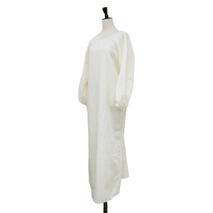 ギャザースリーブレス ドレス / GATHER SLEEVE DRESS ワンピース ロング Vネック 長袖 コットン リネン