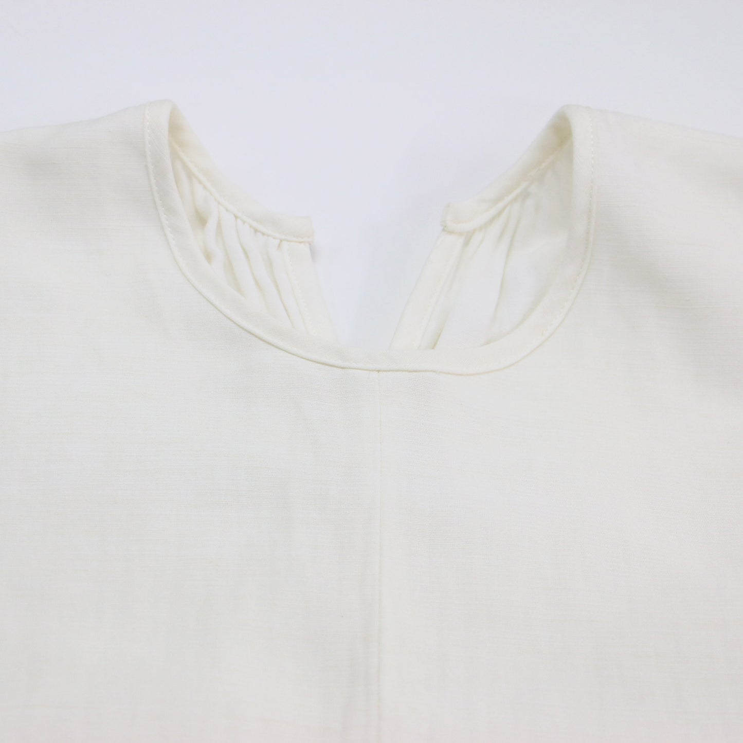 ギャザースリーブレス ドレス / GATHER SLEEVE DRESS ワンピース ロング Vネック 長袖 コットン リネン