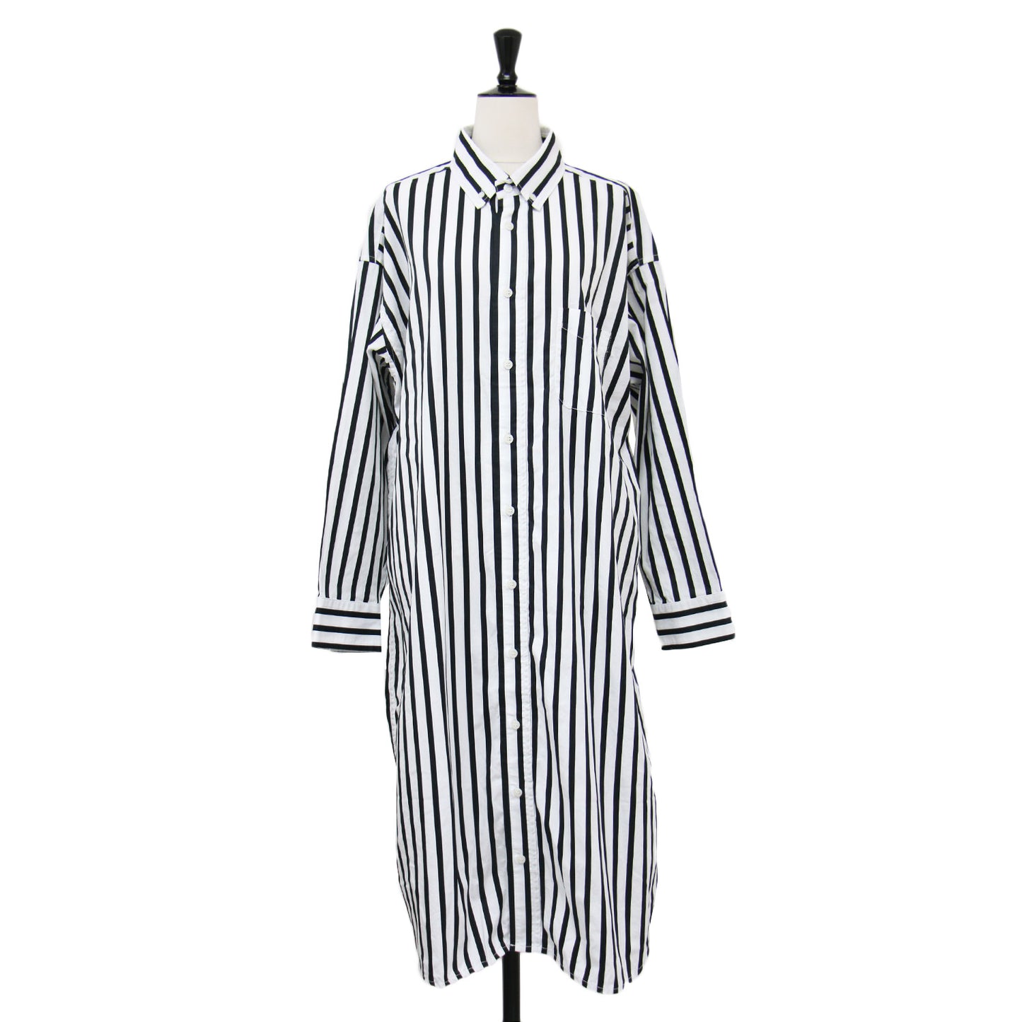 × SHIPS 別注 23春夏 ストライプ シャツ ワンピース / チュニック 長袖 ミディ丈 ワイドシルエット