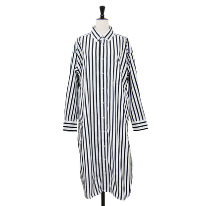 × SHIPS 別注 23春夏 ストライプ シャツ ワンピース / チュニック 長袖 ミディ丈 ワイドシルエット