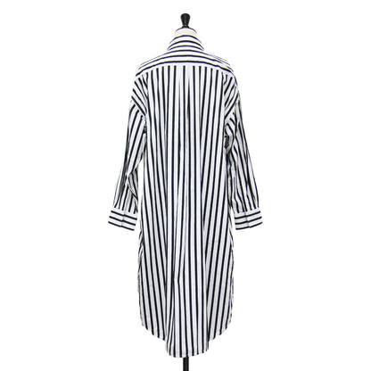 × SHIPS 別注 23春夏 ストライプ シャツ ワンピース / チュニック 長袖 ミディ丈 ワイドシルエット