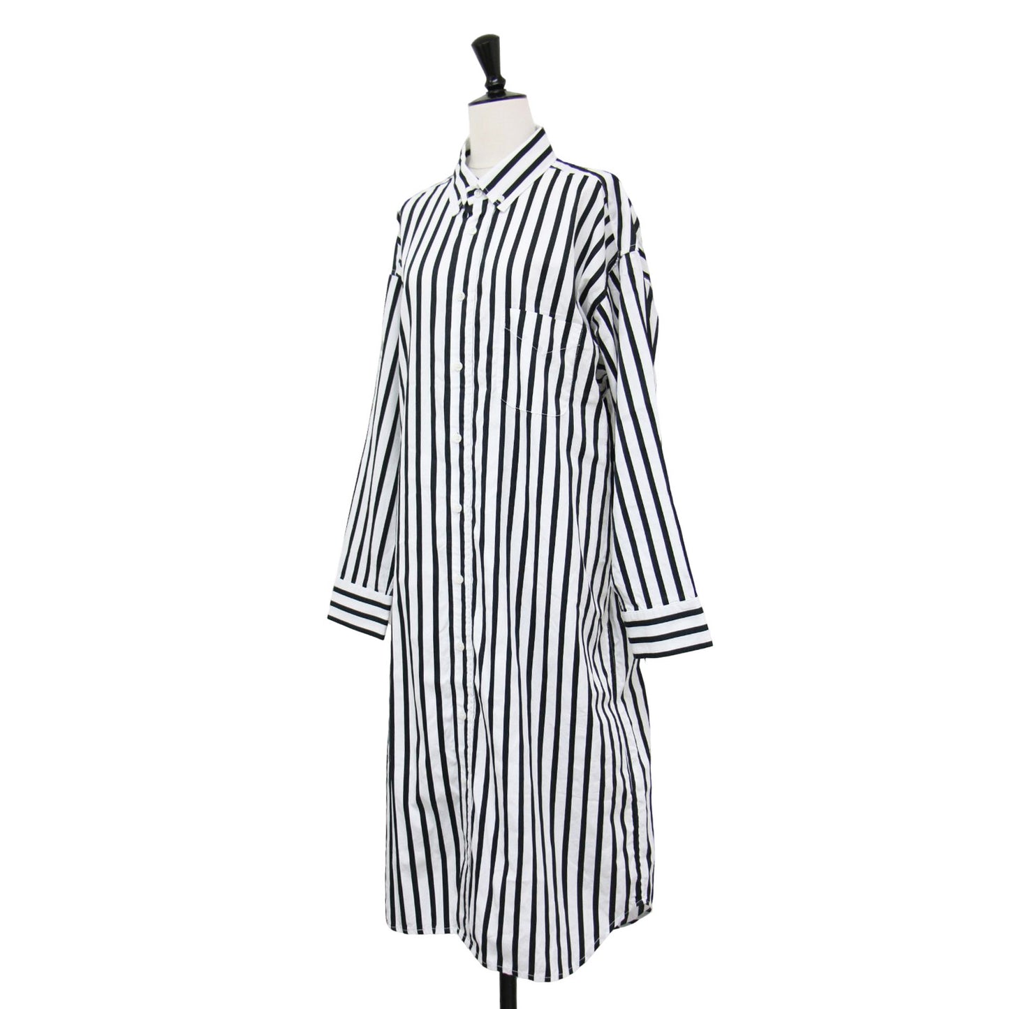 × SHIPS 別注 23春夏 ストライプ シャツ ワンピース / チュニック 長袖 ミディ丈 ワイドシルエット