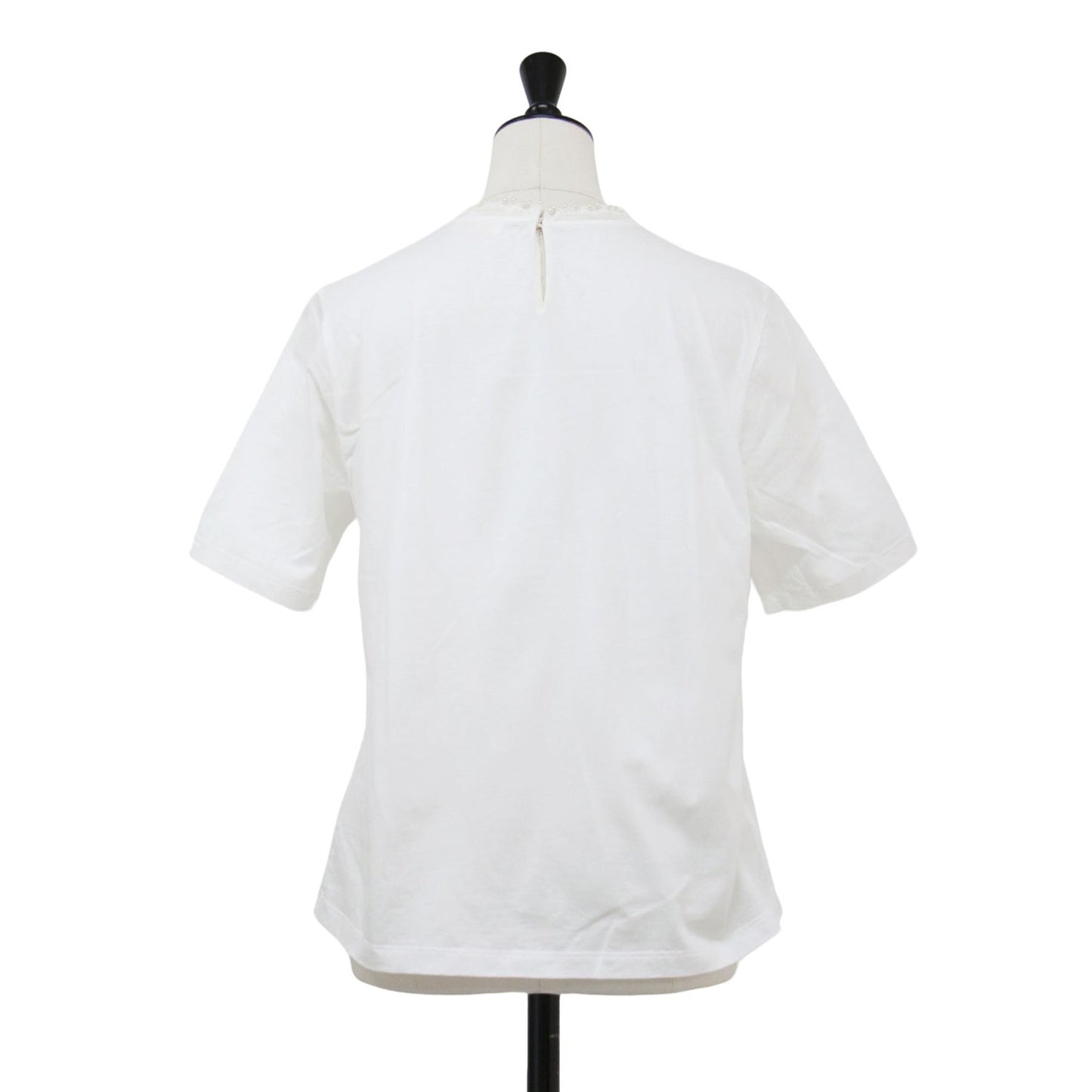 コットン ビーズ コンビ ハーフスリーブ プルオーバー / カットソー Tシャツ 半袖 パール ストレッチ ウォッシャブル