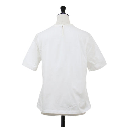 コットン ビーズ コンビ ハーフスリーブ プルオーバー / カットソー Tシャツ 半袖 パール ストレッチ ウォッシャブル