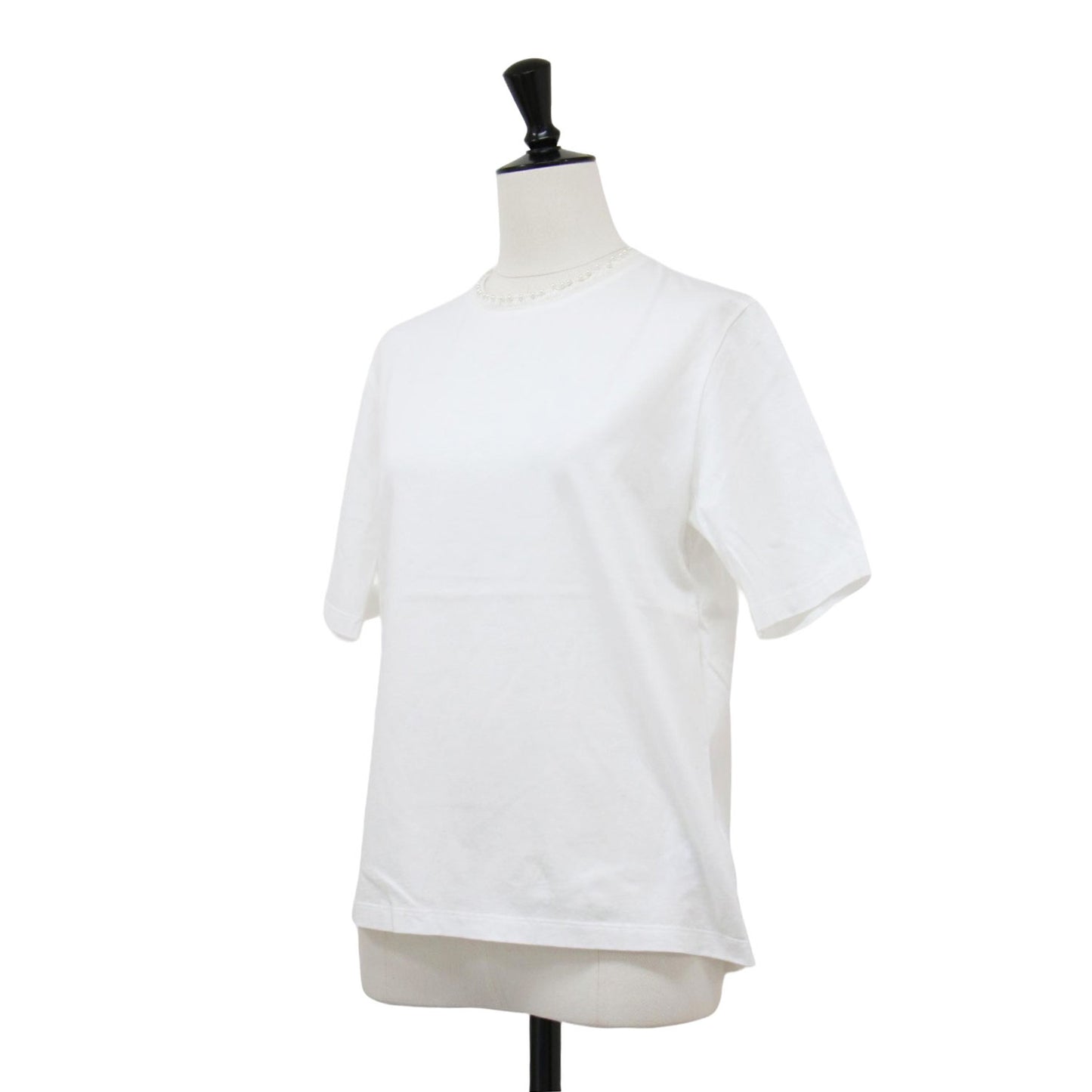 コットン ビーズ コンビ ハーフスリーブ プルオーバー / カットソー Tシャツ 半袖 パール ストレッチ ウォッシャブル