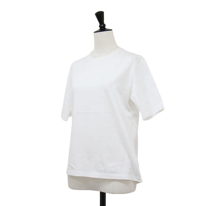コットン ビーズ コンビ ハーフスリーブ プルオーバー / カットソー Tシャツ 半袖 パール ストレッチ ウォッシャブル