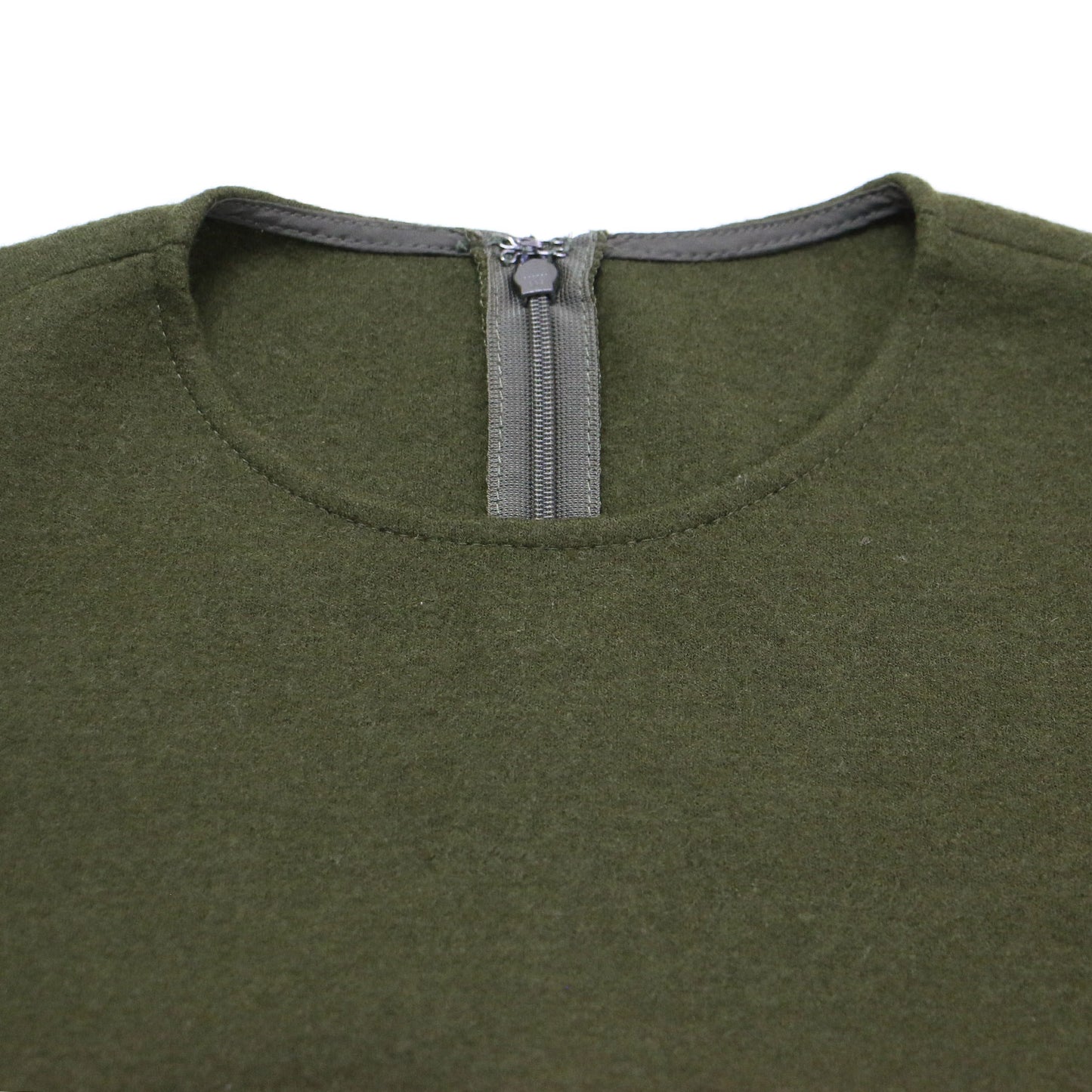 22秋冬 圧縮ウール フリル ボーダー ブラウス / BORDER CUFF WOOL TOP プルオーバー 7分袖 クルーネック コンパクトシルエット