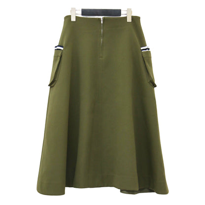 サイドポケット マット フレア スカート / ミディ丈 ミモレ丈 Aライン