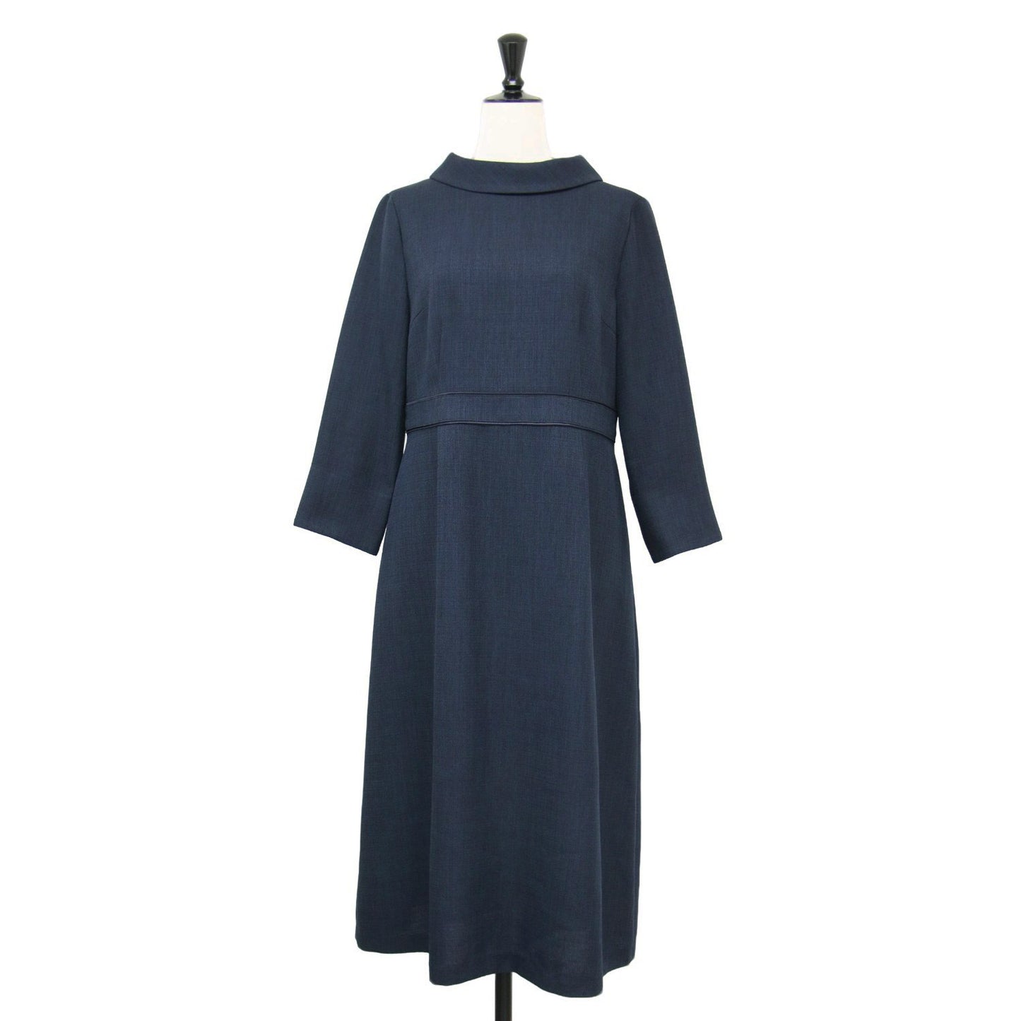 22秋冬 ルージュ ブッチャー ワンピース / ドレス 153-54305 七分袖 膝下丈 ロールカラー パイピング フォーマル