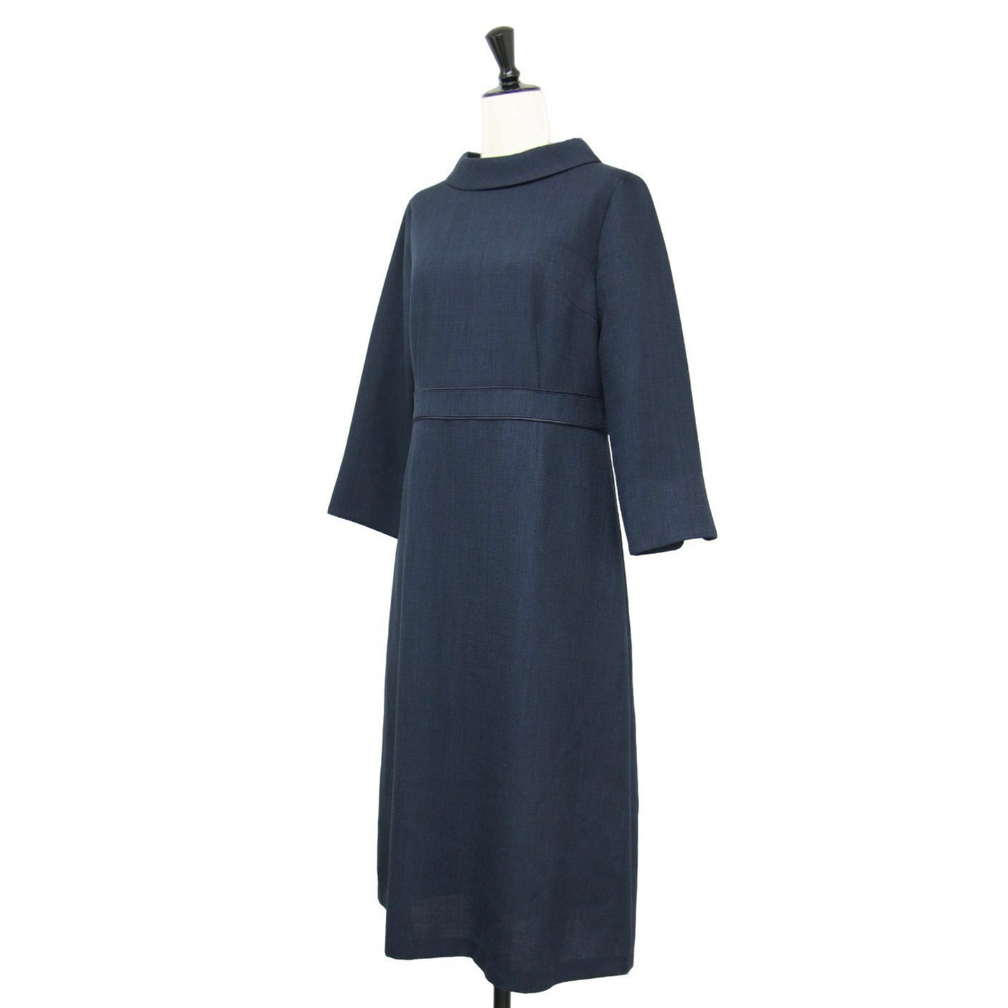 22秋冬 ルージュ ブッチャー ワンピース / ドレス 153-54305 七分袖 膝下丈 ロールカラー パイピング フォーマル