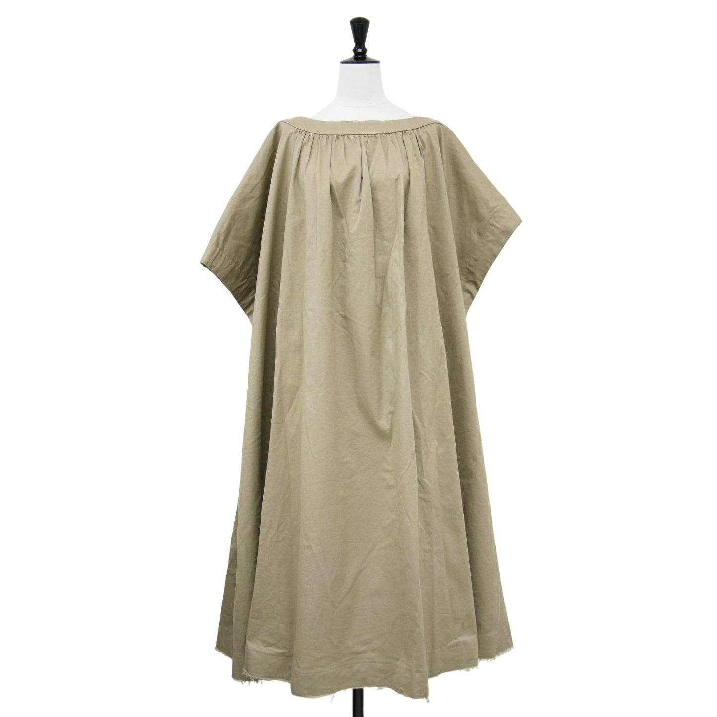 25春夏 ボリューム コットン ドレス / VOLUME COTTON DRESS ワンピース ハーフスリーブ チノ カットオフ ギャザー コットン